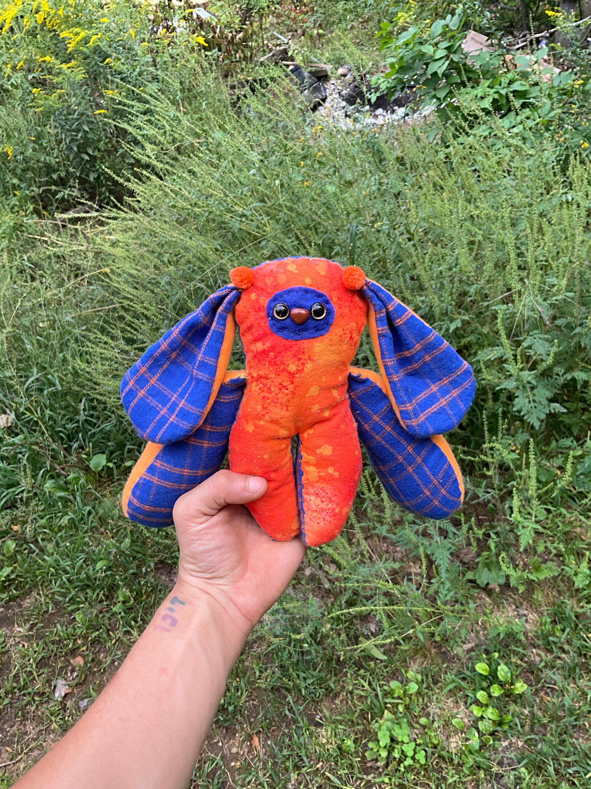 Plushie tie dye plaid bunny