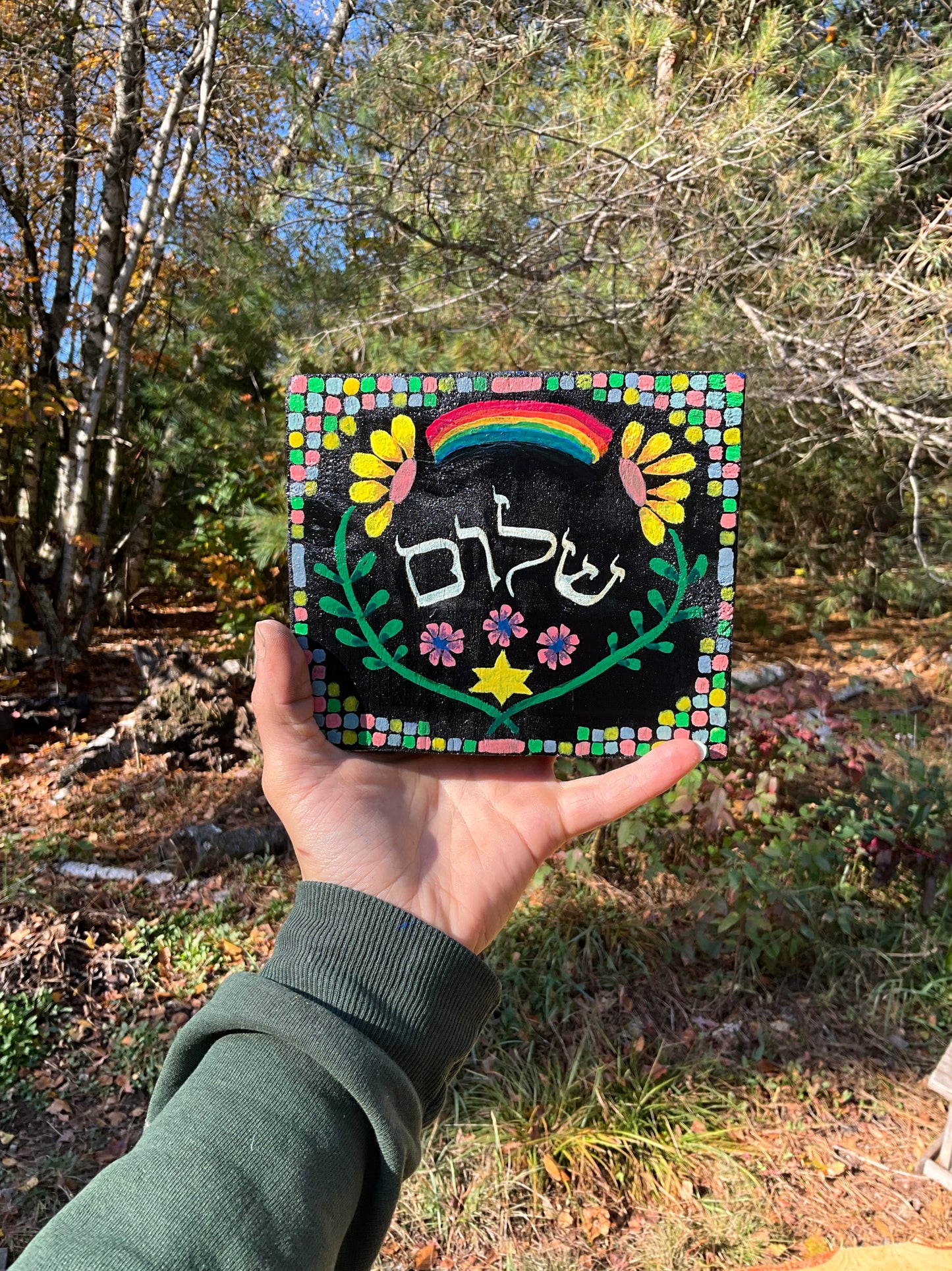 Painting Tile Shalom Flowers