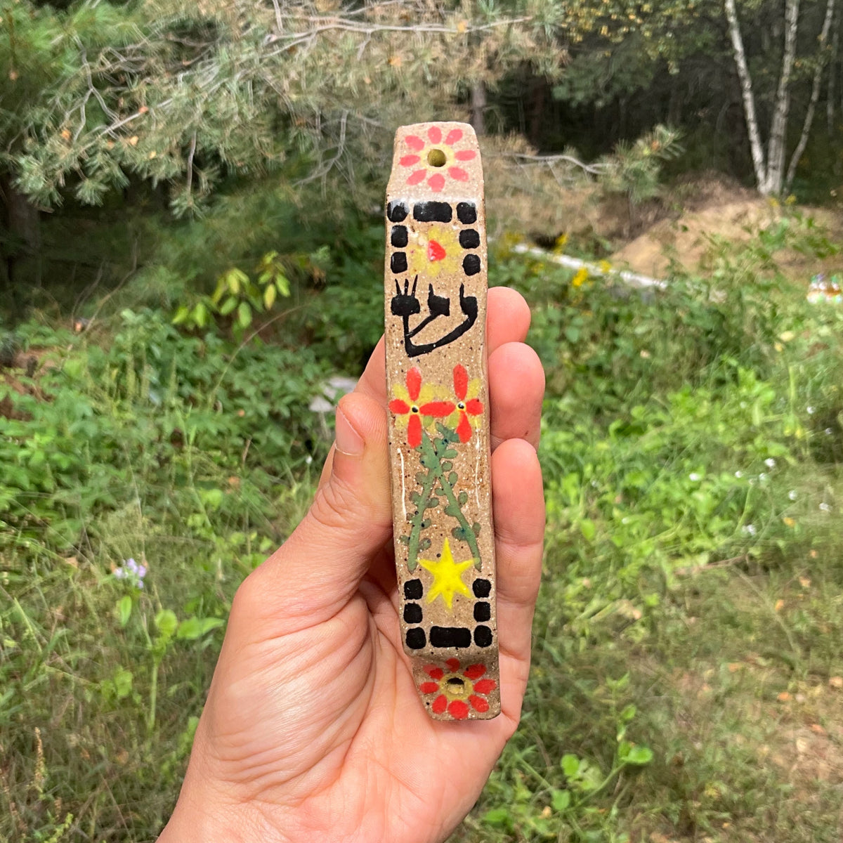 Mezuzah case floral tile