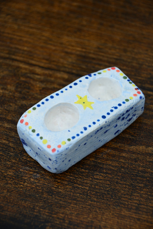 Candle holder rainbow speckle