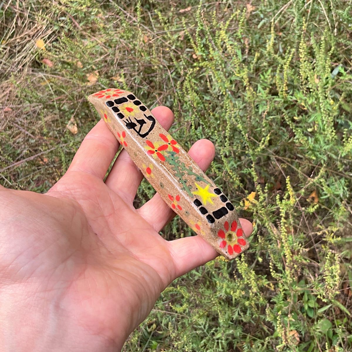 Mezuzah case floral tile
