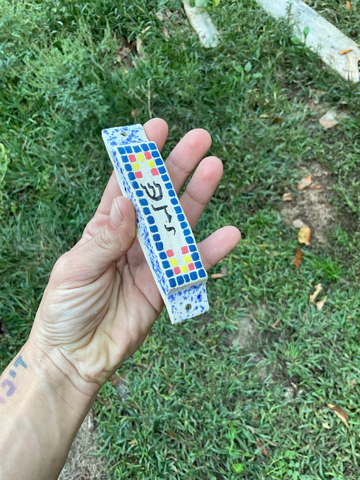 Mezuzah speckle tile shaddai