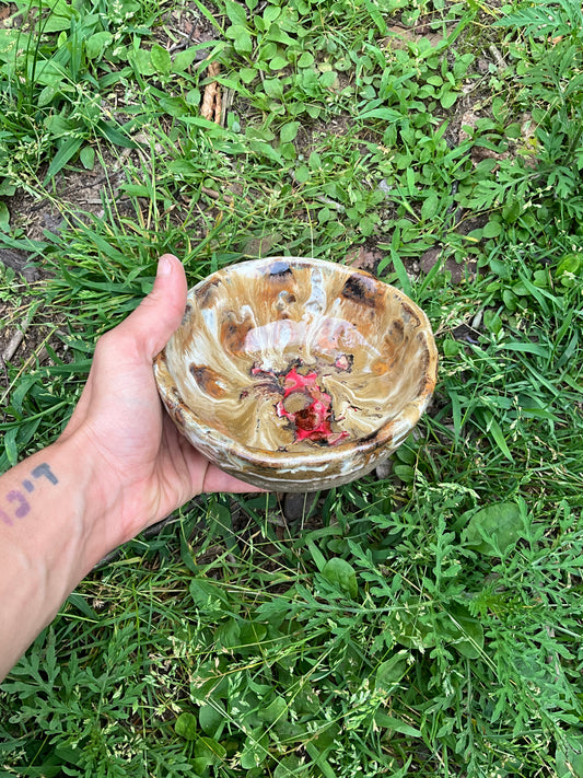 Bowl sandstone red drip