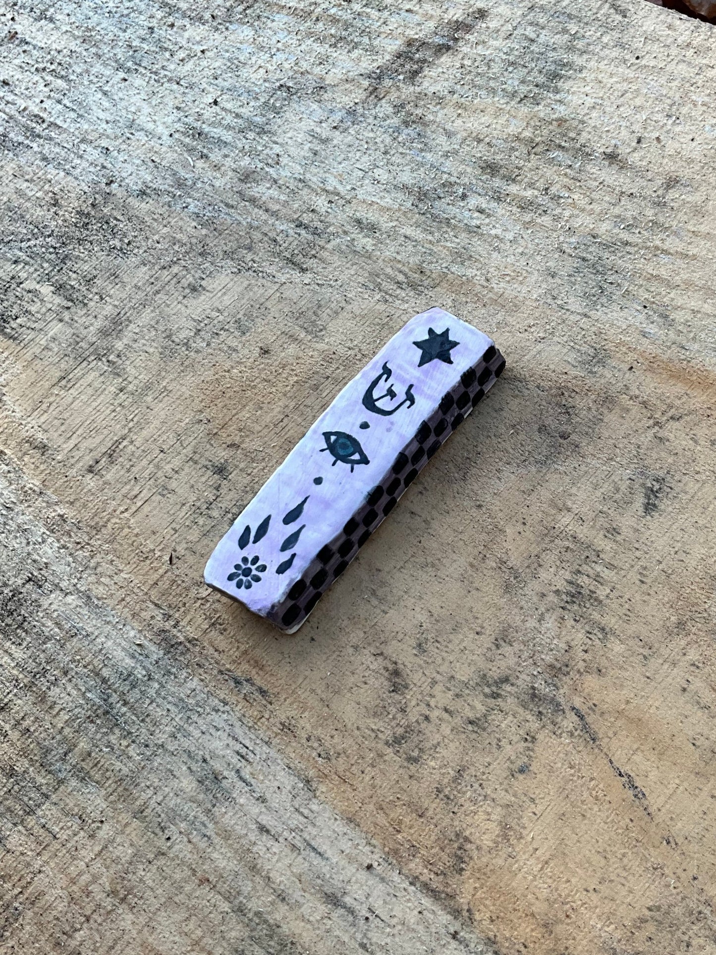 Mezuzah purple checkerboard