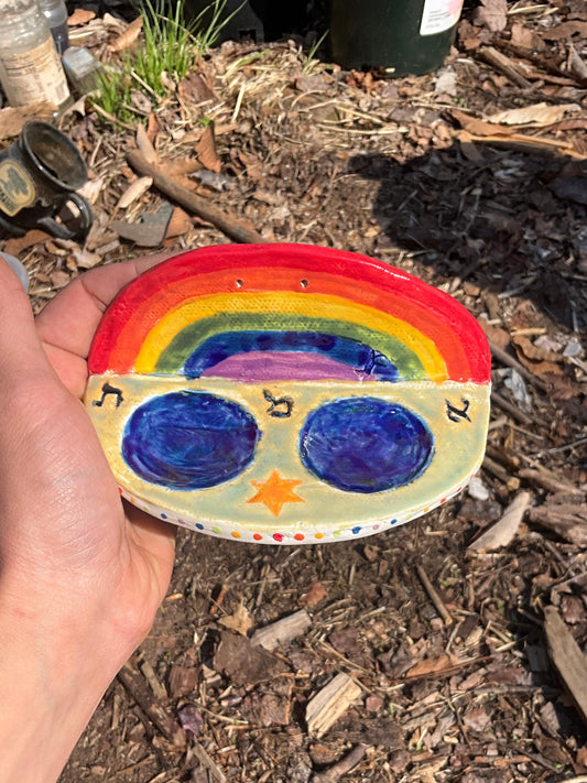 Candle holder wall hanger rainbow
