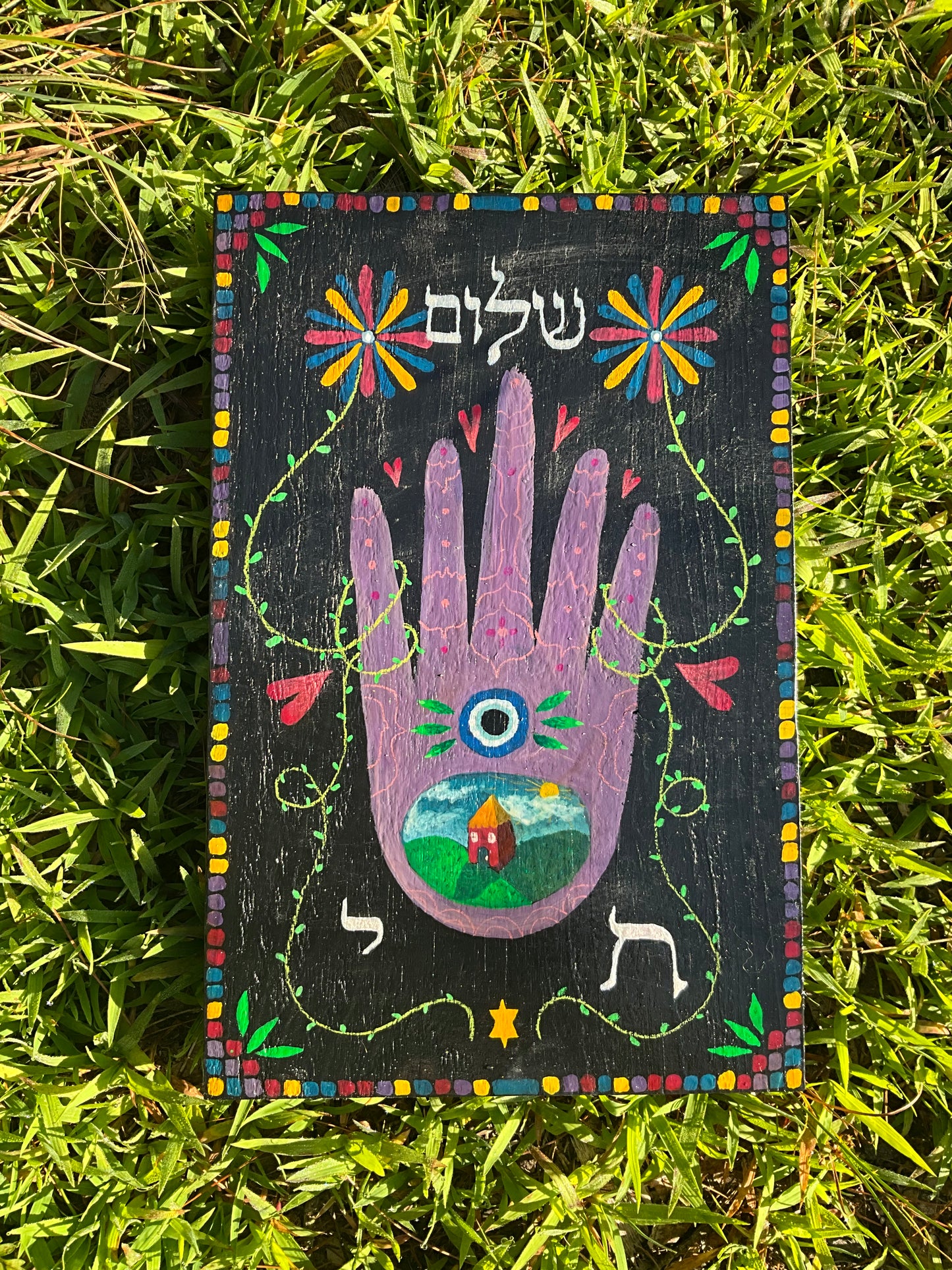 Painting Hamsa large floral